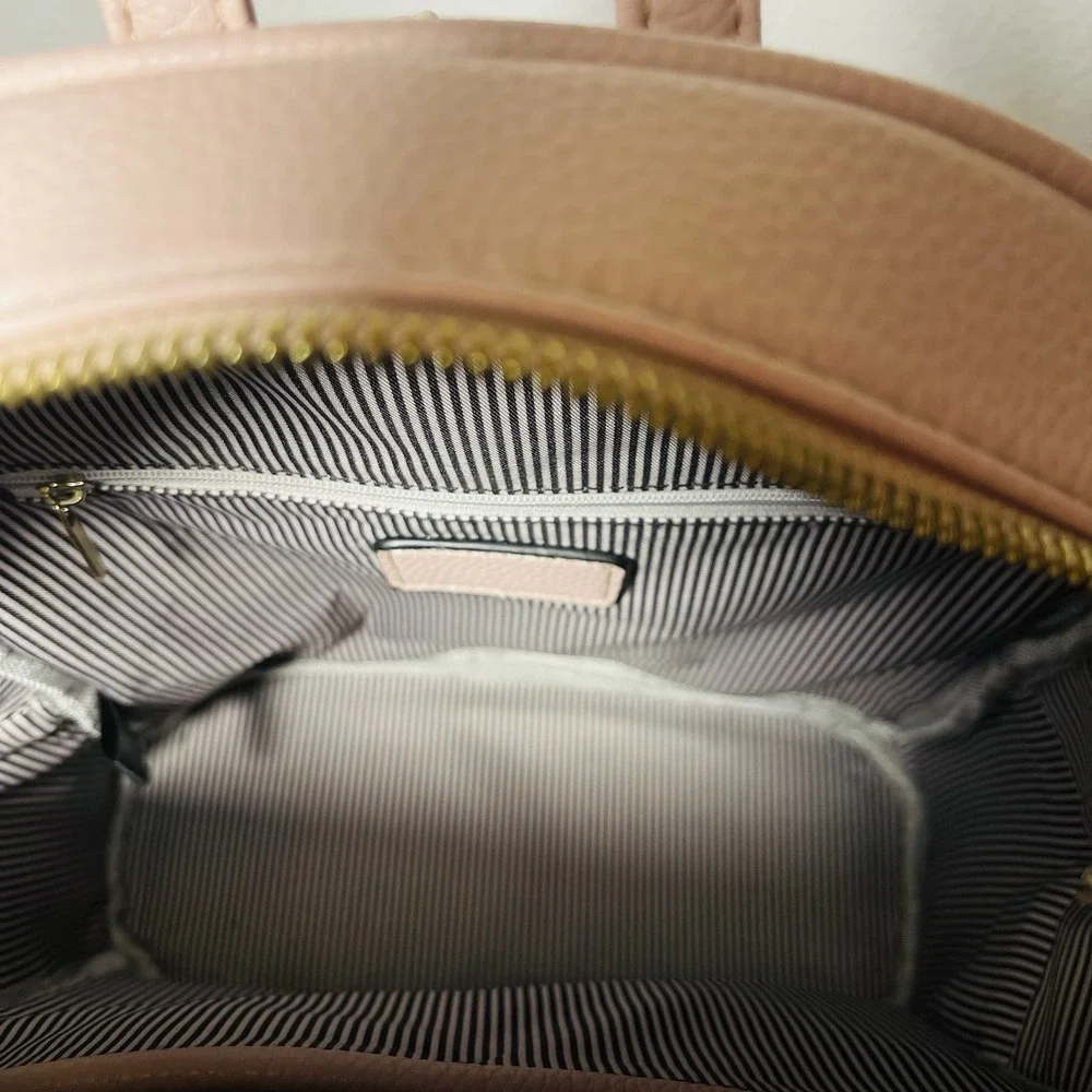 Pink‎ Backpack Vegan Leather Textured Gold Tone Hardware